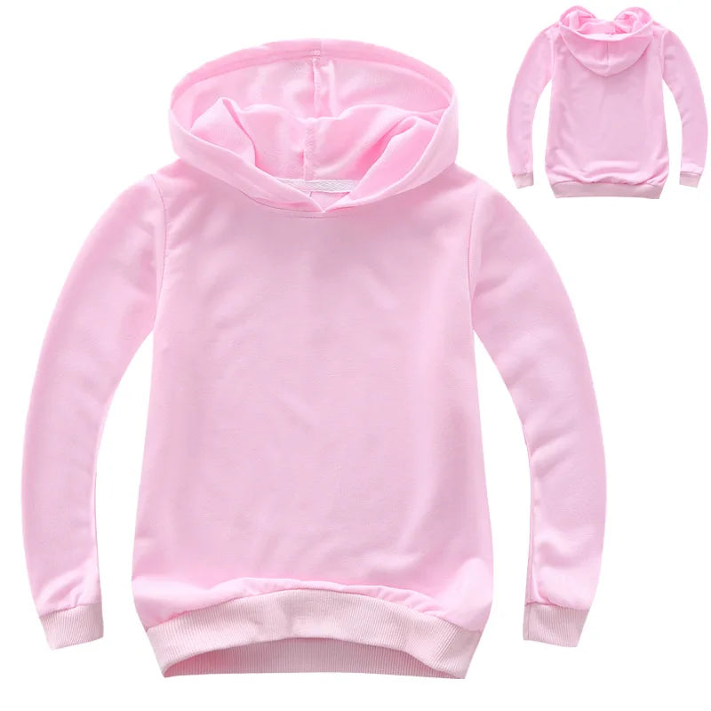 Kids Hoodies Plain Tops Coat Cotton Boys Hoodie Sweatshirt Girls Hooded Coat Children Teenage Outerwear School Clothing 2-14Y