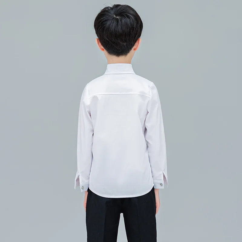 T Shirt for Boys School Kids White Performance Blouse Clothe Kids Teenage Boys Girls Turn Down Collar Birthday Formal Prom Shirt