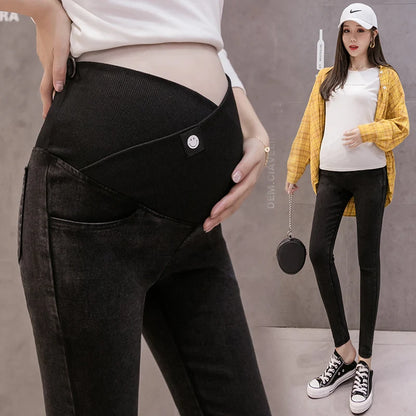 Low Waist Women Denim Pants Maternity Jeans Pregnant Women Clothes Pregnancy Cotton Clothes Short Belly Ripped Clothing Trousers