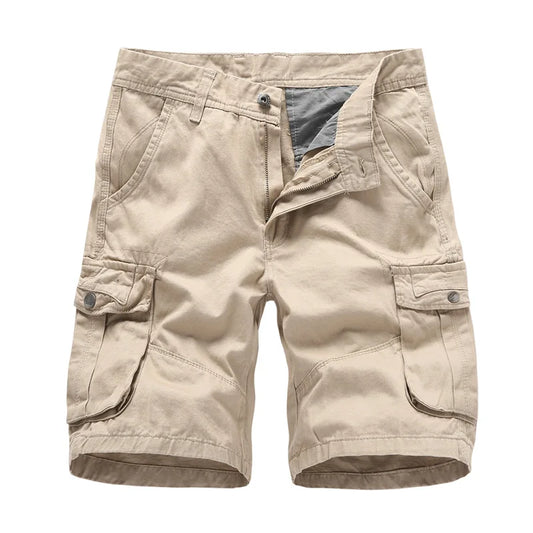 2024 Summer Men's Multi Pocket Military Cargo Shorts Male Cotton Green Mens Casual Tactical Shorts Short Pants  No Belt