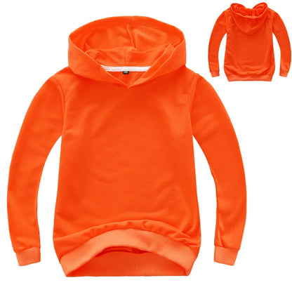 Kids Hoodies Plain Tops Coat Cotton Boys Hoodie Sweatshirt Girls Hooded Coat Children Teenage Outerwear School Clothing 2-14Y