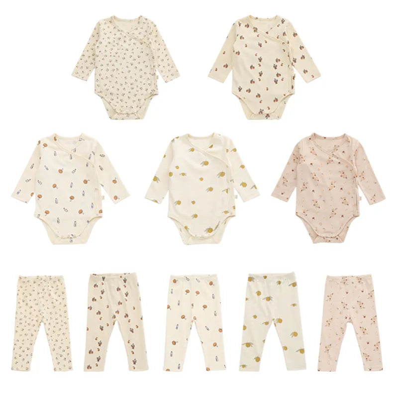 KS Baby Romper 2pcs/Set 2021 Boys Girls Long Sleeve Newborn Brand Lemon Designer Clothes Cotton Onesie One-piece Clothes