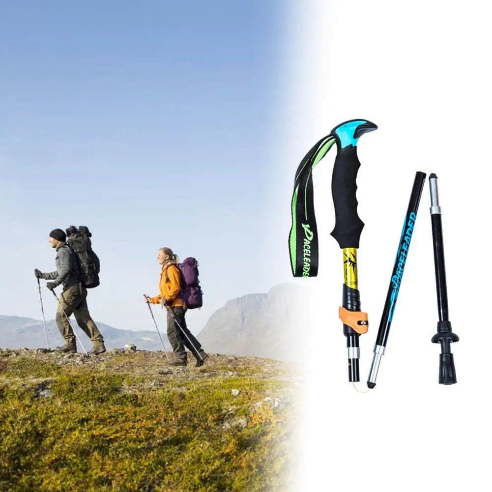 Walking Foldable Trekking Pole Anti Shock Ultra Light 5 Sections  Alpinism Poles Telescopic Ultralight Hiking Travel Stick