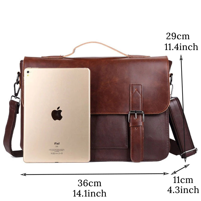 Crazy Horse Artificial Leather Business Handbag Laptop Briefcases for Men Leather Casual Men Bag Messenger Shoulder Bags Man