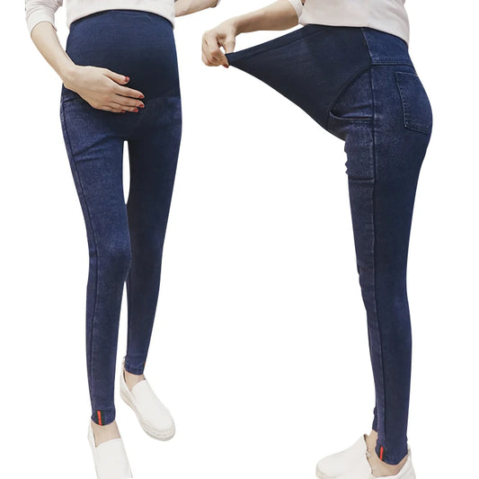 Pregnant Woman Clothing Spring Cowboy Trousers Maternity Elastic Force Pencil Support Abdomen Jeans Plus Size Denim Clothes