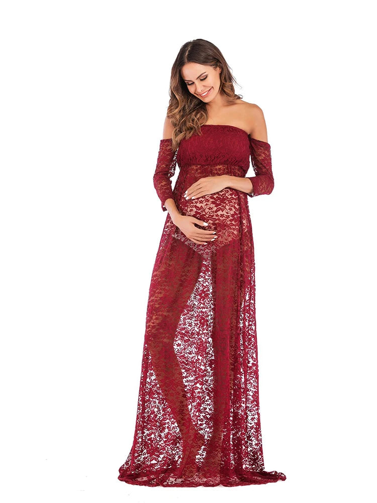 2022 Maternity Clothing Photography Props Maternity Gown Lace Pregnancy Dresses Fancy Shooting Photo Summer Pregnant Dress