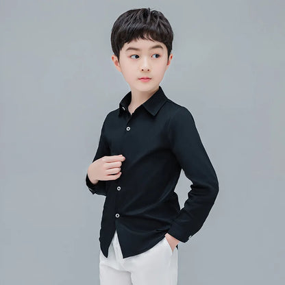 T Shirt for Boys School Kids White Performance Blouse Clothe Kids Teenage Boys Girls Turn Down Collar Birthday Formal Prom Shirt