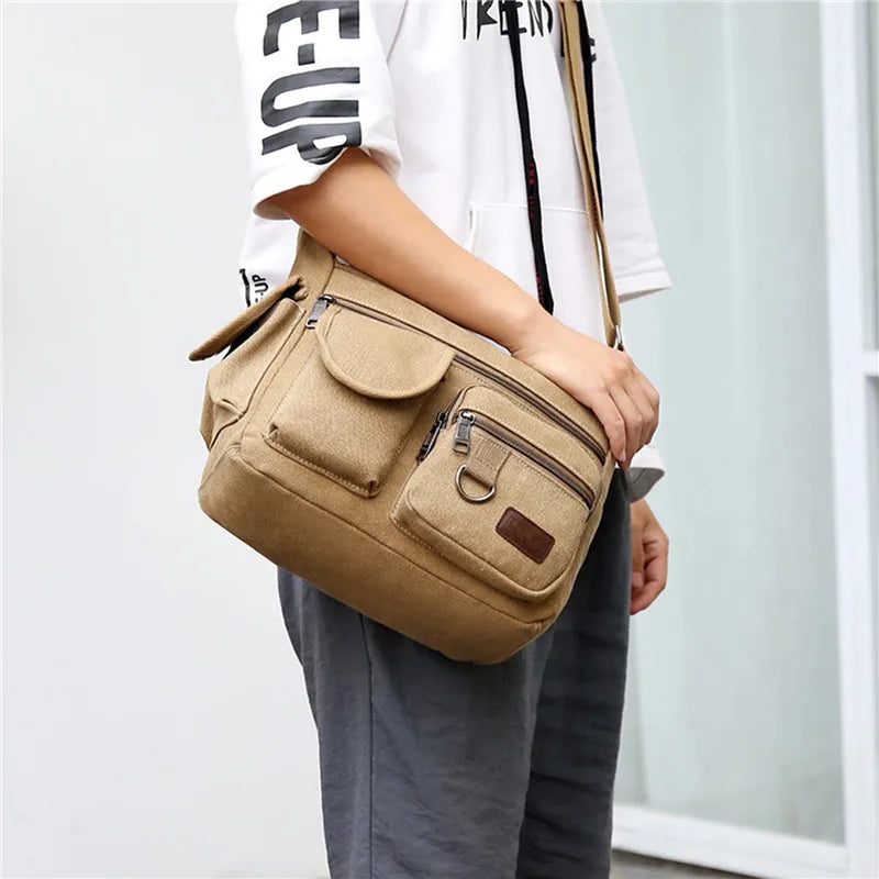 Men Canvas Shoulder Bags Casual Tote Travel Men's Crossbody Bag Luxury Messenger Bags Fashion High Quality Handbag