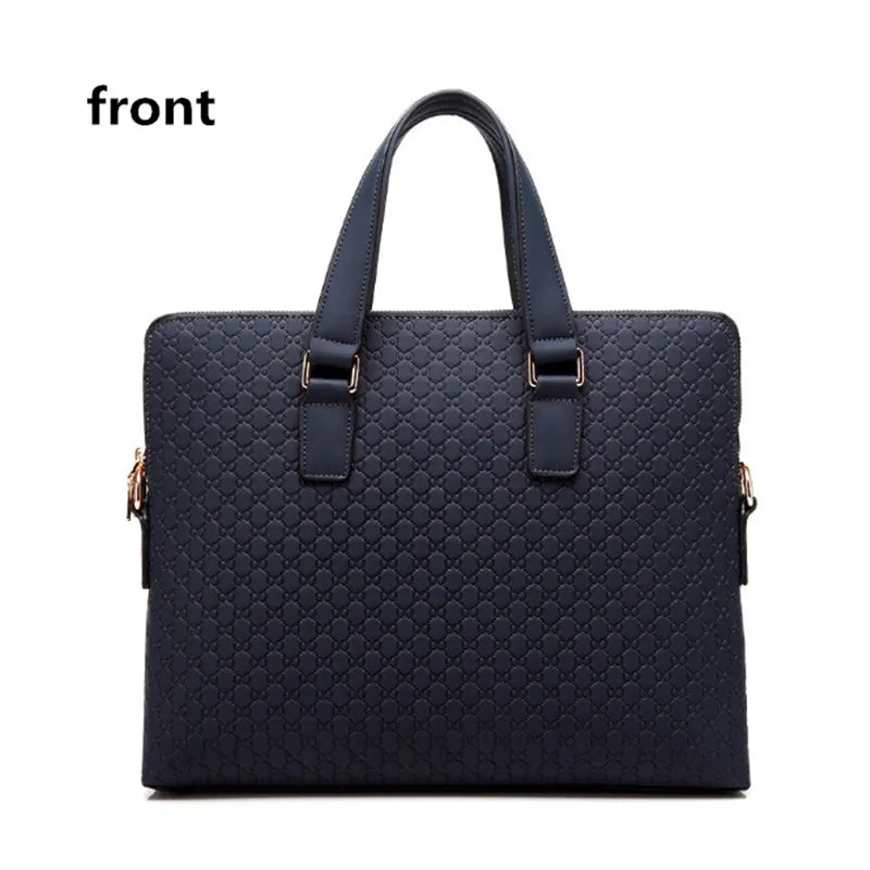 Genuine Leather Men And Women Handbags Business Briefcase Ladies Shoulder Diagonal Blue/Black 14" Laptop Bag Messenger Bags