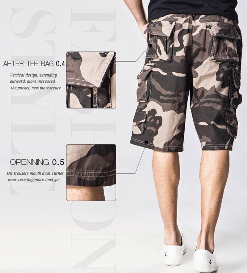 Tactical Camo Short Pants Military Style Army Bermuda Camouflage Cargo Shorts Men Baggy Loose Design