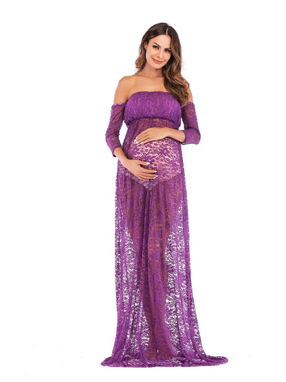 2022 Maternity Clothing Photography Props Maternity Gown Lace Pregnancy Dresses Fancy Shooting Photo Summer Pregnant Dress