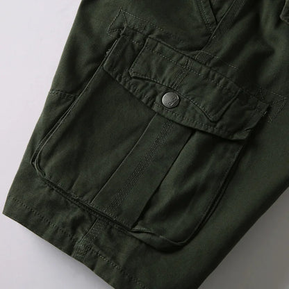 2024 Summer Men's Multi Pocket Military Cargo Shorts Male Cotton Green Mens Casual Tactical Shorts Short Pants  No Belt