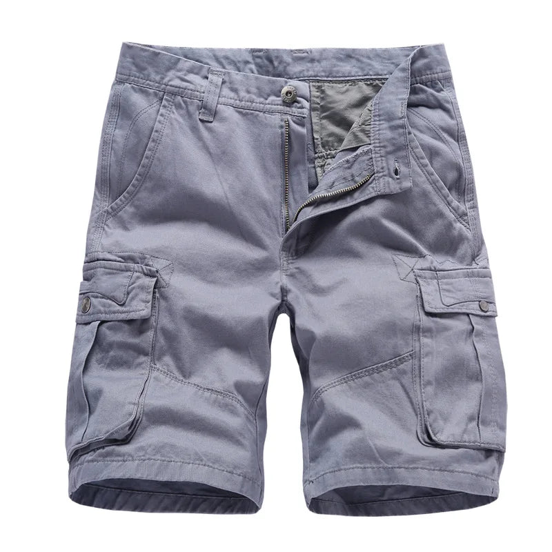 2024 Summer Men's Multi Pocket Military Cargo Shorts Male Cotton Green Mens Casual Tactical Shorts Short Pants  No Belt