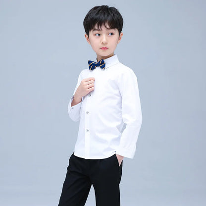 T Shirt for Boys School Kids White Performance Blouse Clothe Kids Teenage Boys Girls Turn Down Collar Birthday Formal Prom Shirt