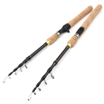 Promotion!  1.8m 2.1m 2.4m 2.7m Spinning Fishing Rod M power Hard Telescopic Carbon Fiber Travel pole wooden handle