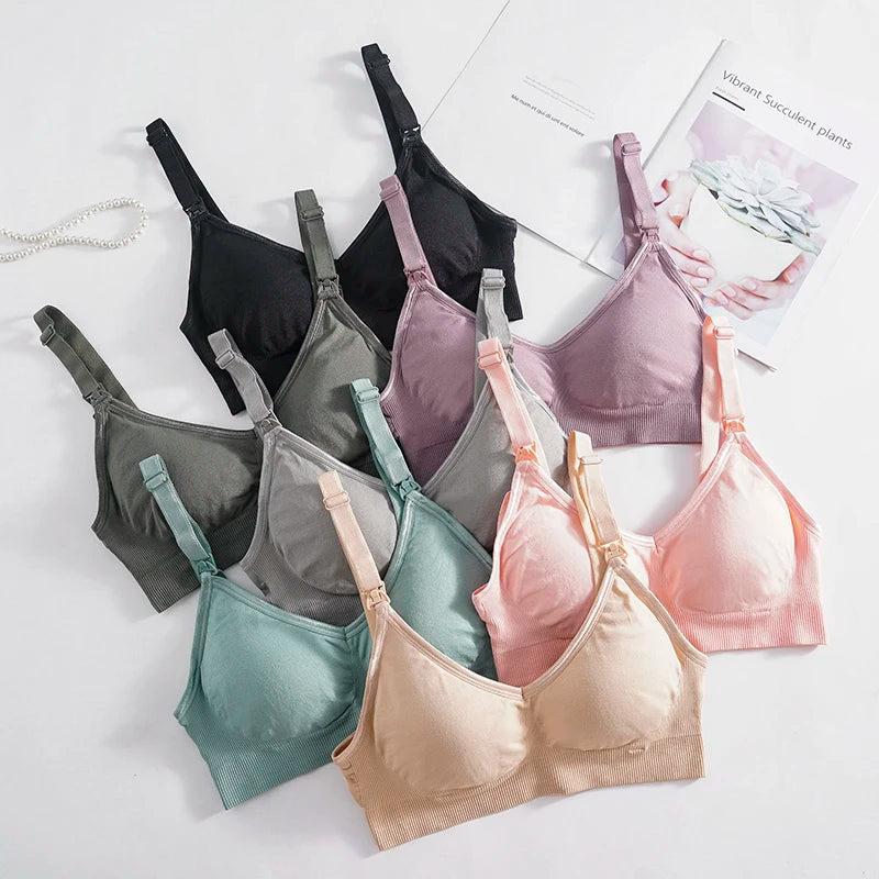 Wireless Maternity Bra Pregnant Women Seamless Prevent Sagging Breastfeeding Bras Push Up Breathable Front Open Nursing Bra Hot