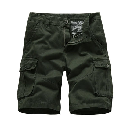 2024 Summer Men's Multi Pocket Military Cargo Shorts Male Cotton Green Mens Casual Tactical Shorts Short Pants  No Belt