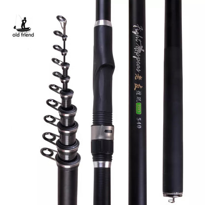 Old friend Portable RockFishing Rod5.4m 6.3m 7.2m Carp rod Telescopic Sea Fishing Rod carbon fiber  Surf Feeder Rod Spinning Rod