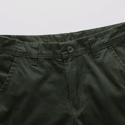 2024 Summer Men's Multi Pocket Military Cargo Shorts Male Cotton Green Mens Casual Tactical Shorts Short Pants  No Belt