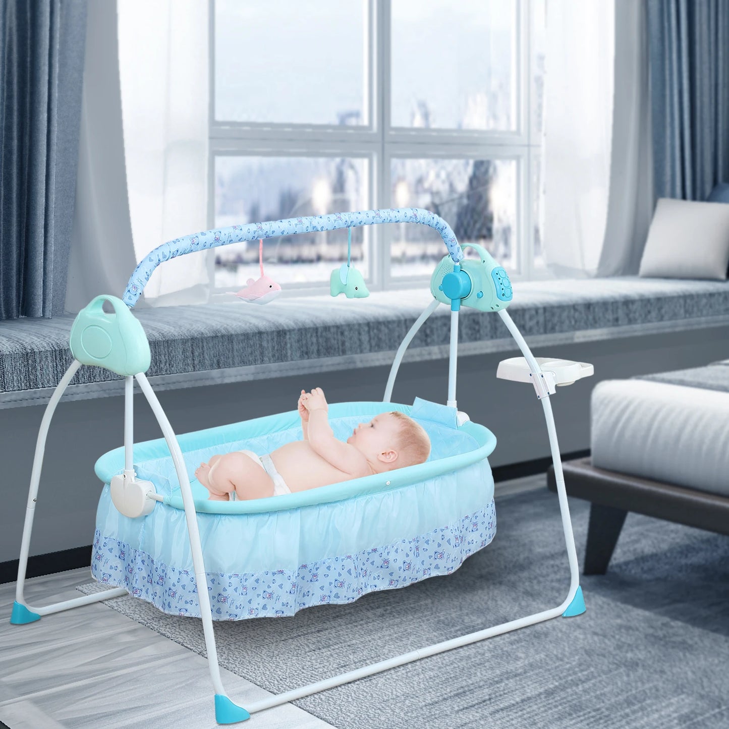 0-18 Months 25kg Electric Baby Crib Cradle Infant Rocker Auto Swing Bed Baby Cradle