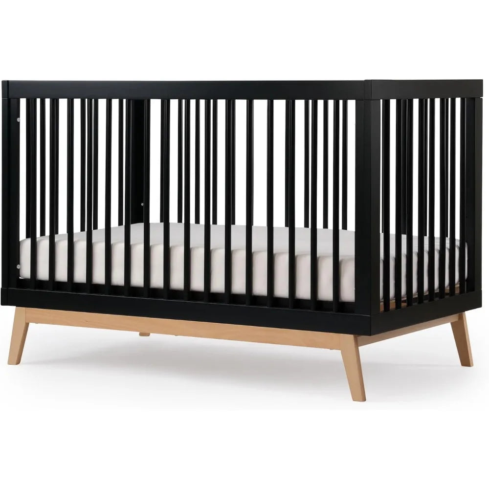 dadada Baby Soho 3-in-1 Convertible Crib to Toddler Bed – Wooden Crib Made in Italy, GREENGUARD Gold Certified Small Baby Crib