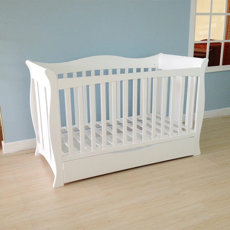 2022 New type full size baby solid wood pine twin cot bed,multifunctional twin baby bed crib