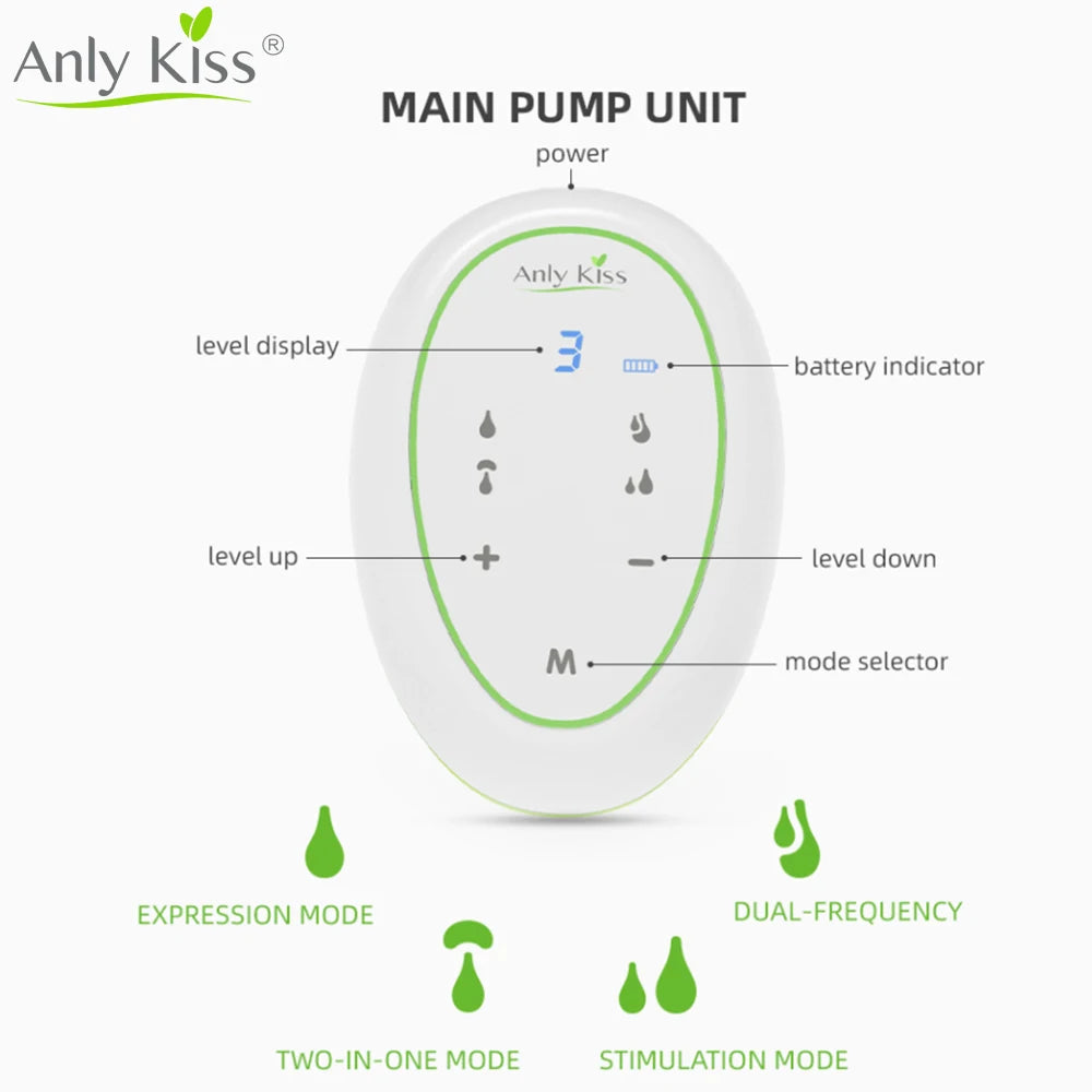 Anly Kiss Multi-Function Electric Double Breast Pumps Backflow Prevention Silicone Automatic Milk BreastPump Rechargeable