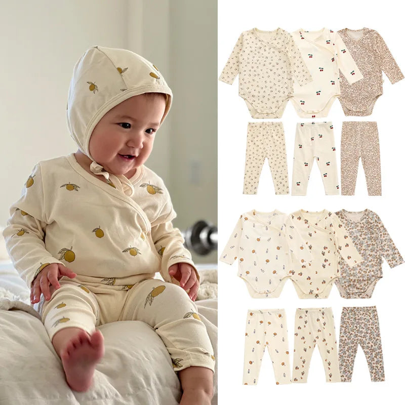 KS Baby Romper 2pcs/Set 2021 Boys Girls Long Sleeve Newborn Brand Lemon Designer Clothes Cotton Onesie One-piece Clothes