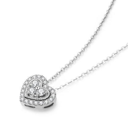 18K White Gold NGIC/NGTC Lab Grow Diamonds Heart Shape Necklace Elegant Charming Women Fine Jewelry