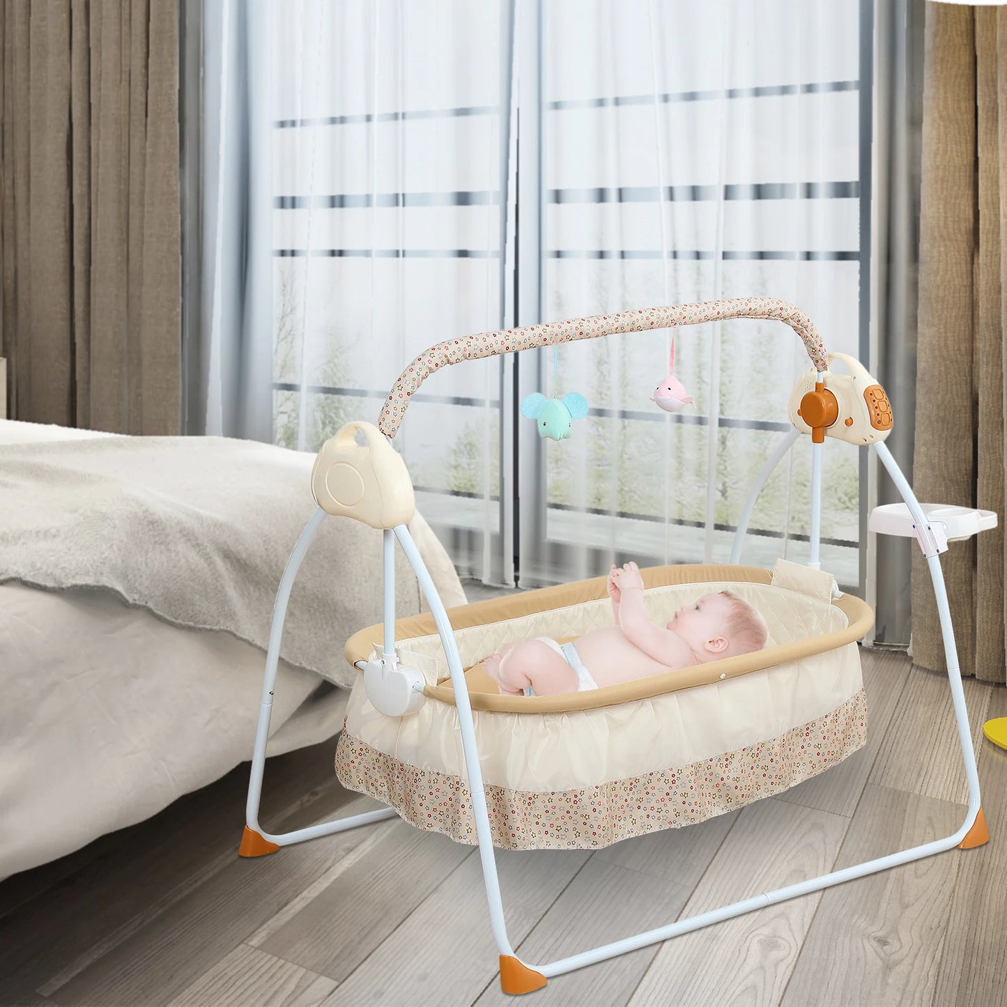 0-18 Months 25kg Electric Baby Crib Cradle Infant Rocker Auto Swing Bed Baby Cradle