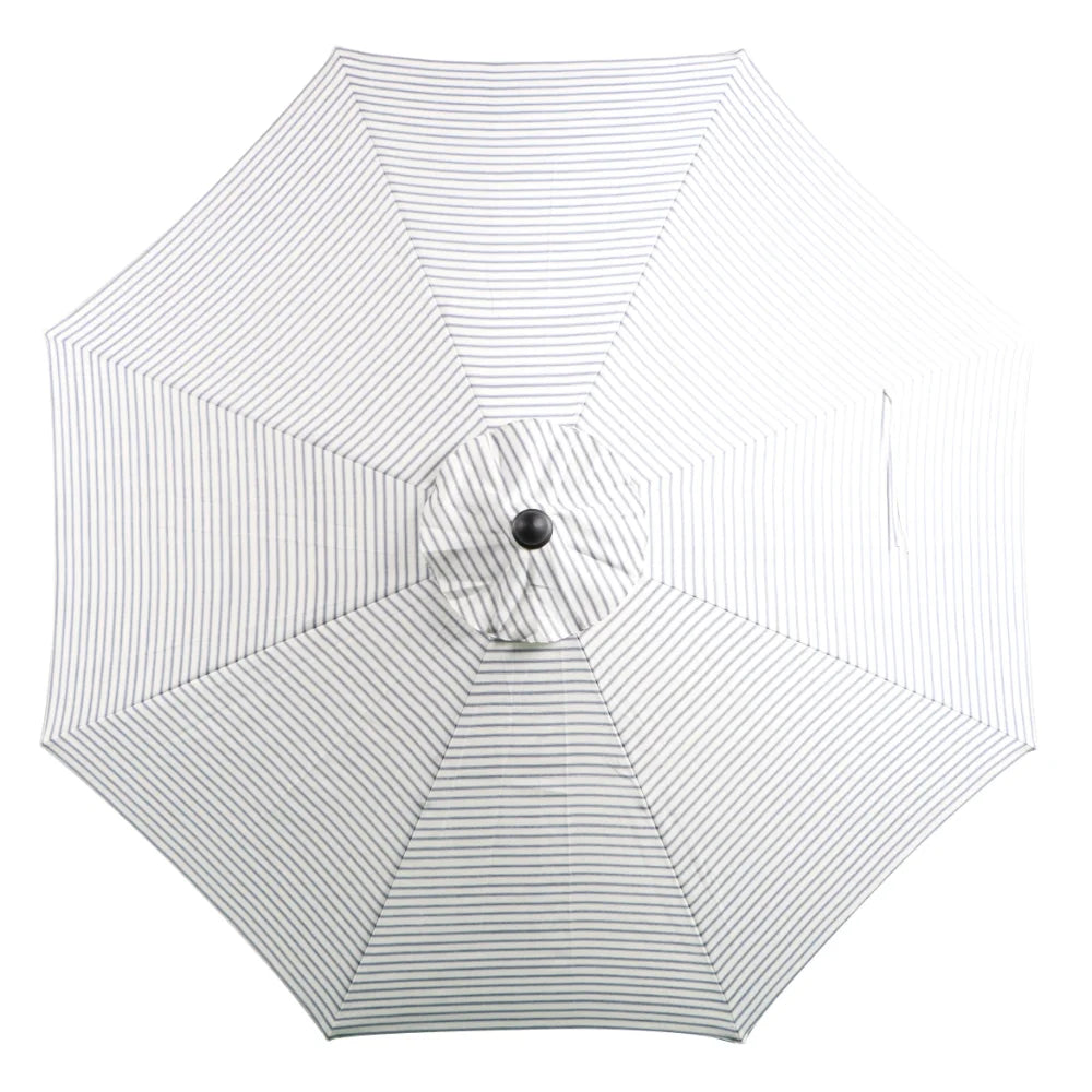 Outdoor 9' Ticking Stripes Round Crank Premium Patio Umbrella