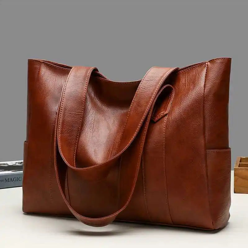 Women Bags New All-match Handbag Shoulder Simple Big Large Capacity Totes Lady Shopping Bag PU Leather Black Hand Bag