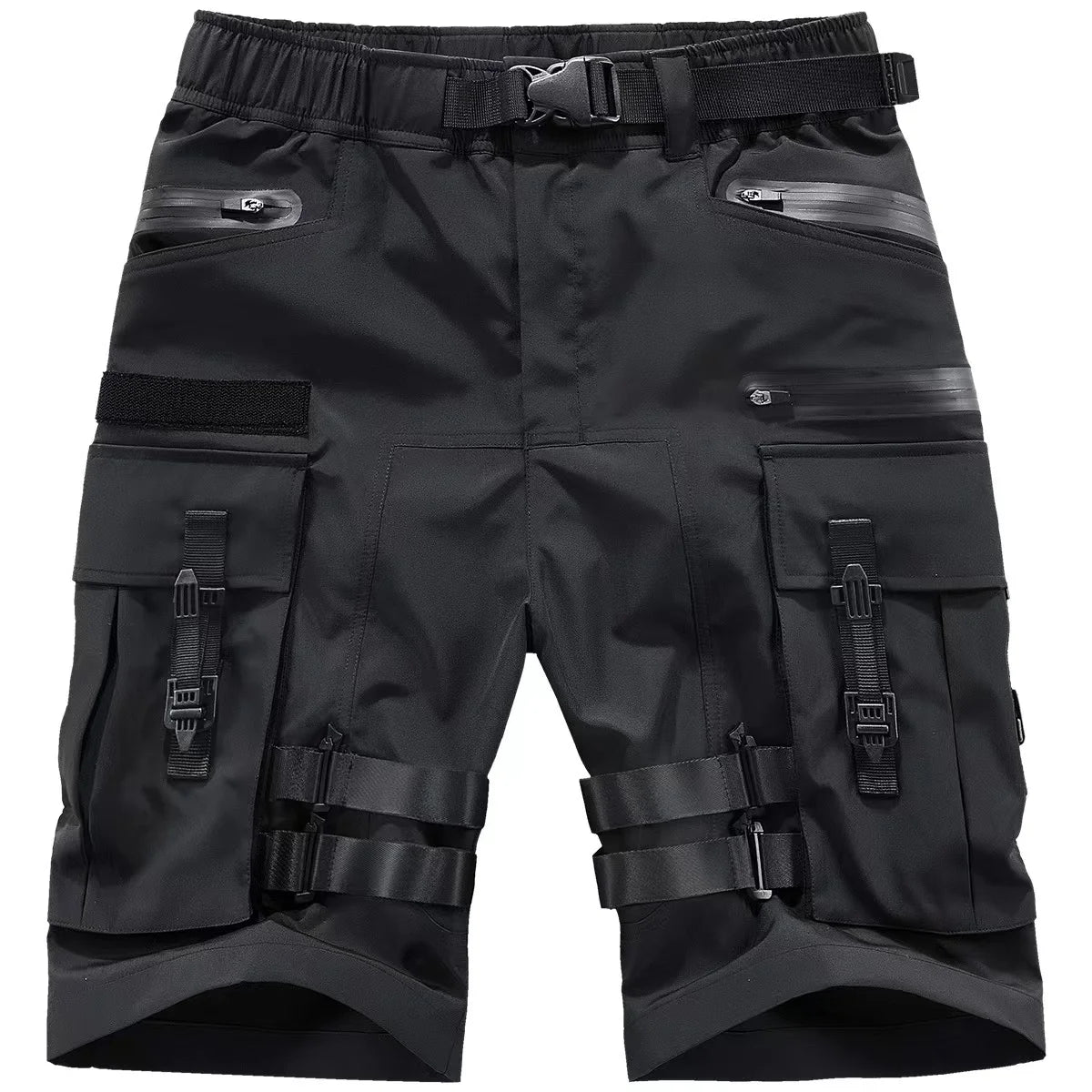 ARENS Streetwear Cargo Shorts 2023 Men Button Ribbons Pockets Hip Hop Shorts Oversized Harajuku Black Summer Fashion Short Pants