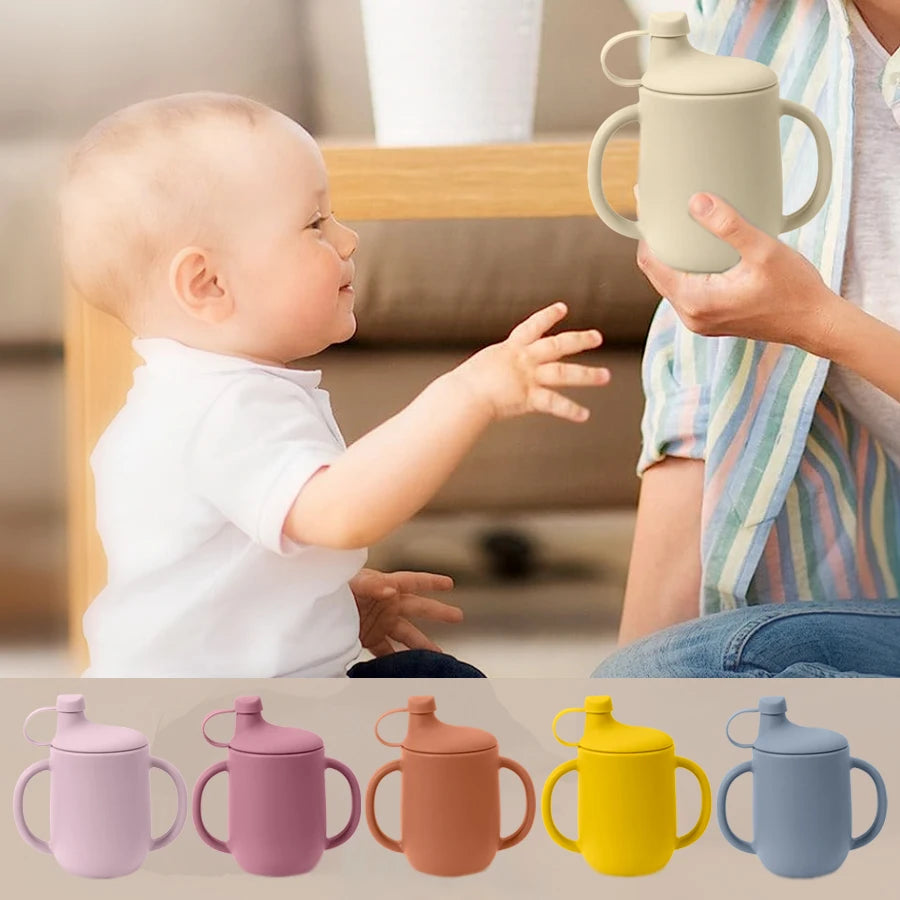 New Mother Kids Baby Silicone Cups With Lid Portable Learning Drinking Cup Children's Water Bottle Baby Items Free Shipping