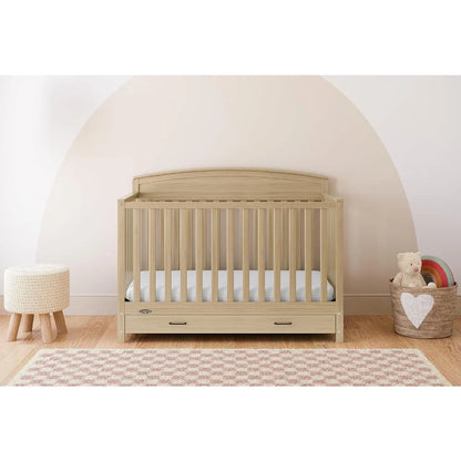 Graco Benton 5-In-1 Convertible Crib With Drawer (Driftwood) - Converts From Baby Crib To Toddler Bed, Daybed And Full-Size Bed,