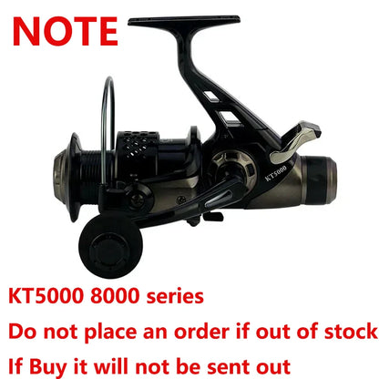 Front Rear Double Brake Max 13-23 KG Drag Super Strong Carp Feeder Spinning Fishing Reel Metal Spool