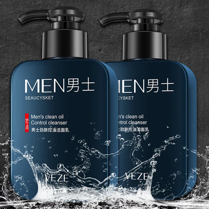 2pcs VENZEN Men's Facial Cleanser Moisturizing Oil Control Refreshing Face Wash Foam Face Cleanser Men Facial Skin Care Products