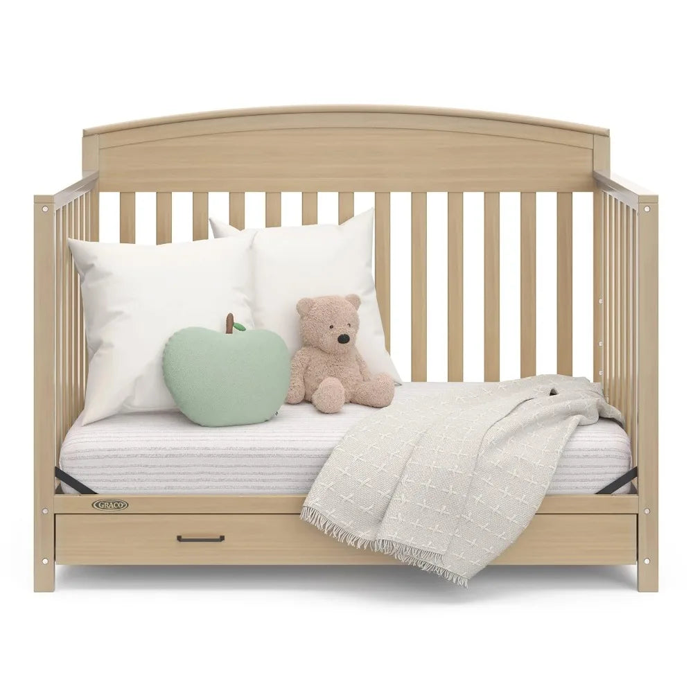 Graco Benton 5-In-1 Convertible Crib With Drawer (Driftwood) - Converts From Baby Crib To Toddler Bed, Daybed And Full-Size Bed,