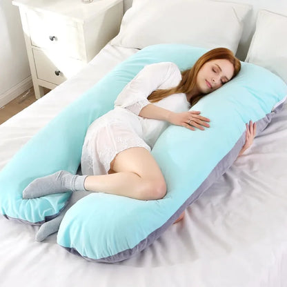 U Shape Sleeping Support Pillow For Pregnant Women Flannel Pillowcase Maternity Body Pillows Pregnancy Side Sleepers Bedding