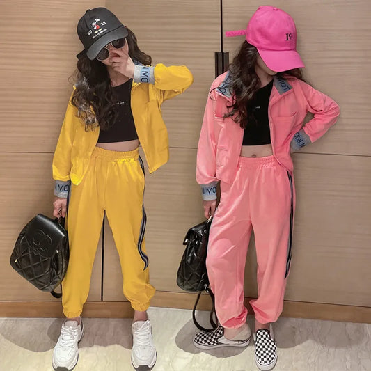 5-14 Year Teen Girls Clothing Sets Autumn Casual Tracksuit for Children School Kids Clothes Girl Zipper Sweatshirt Pants Suit