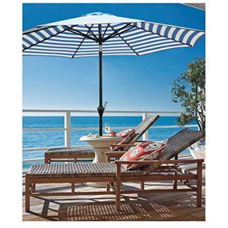 Vineego 9 FT Market Patio Umbrella Outdoor Straight Umbrella with Tilt Adjustable,Blue umbrella beach  umbrella stand