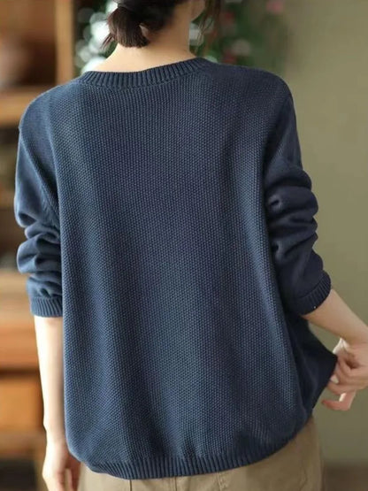 Women's Knit Long Sleeve Fashion Single Breasted Casual O-Neck Vintage Street Solid Cardigan Clothing Tops Autumn New