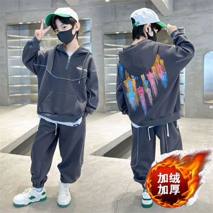 Boys Sweatshirts +Pants Kids Suits 2PCS/Set Cotton 2024 Spring Autumn Cotton Jogging Suit Teenagers Children Clothing