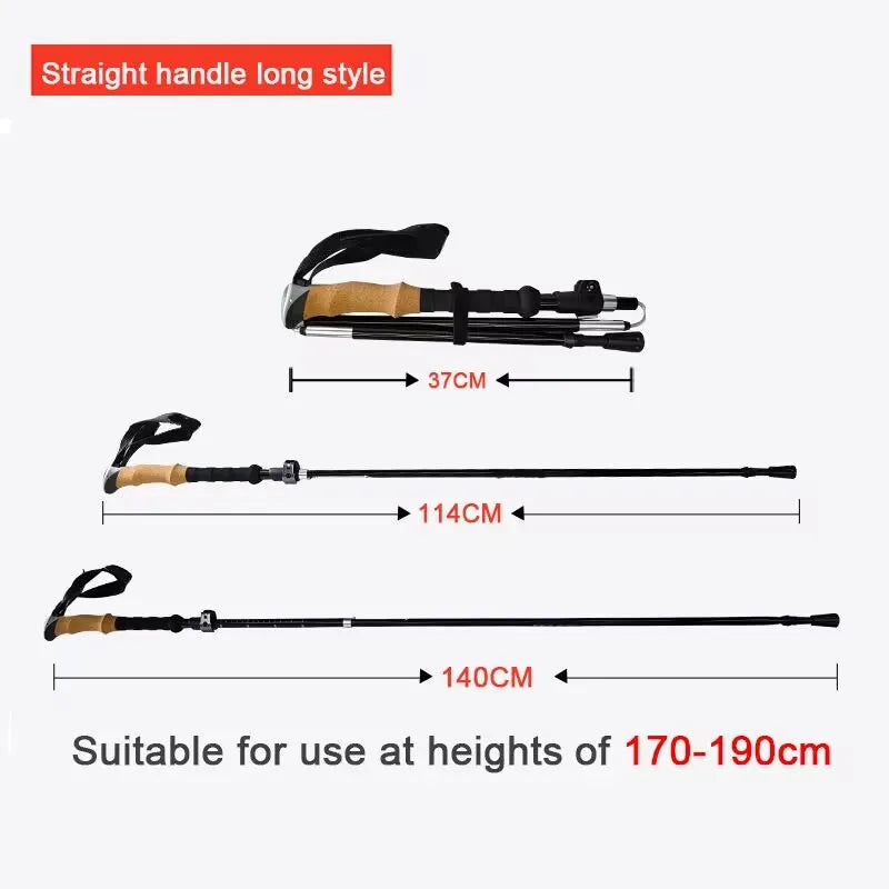 280g Lightweight Aluminum Alloy Trekking Poles Foldable 4-Sections Hiking Sticks Climbing Poles Collapsible Walking Sticks