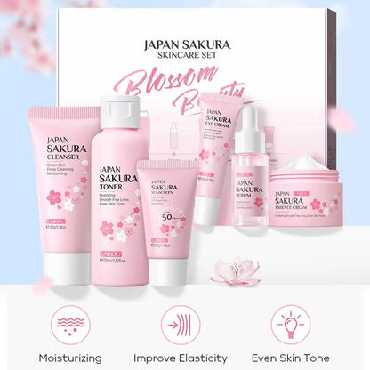 6pcs/box  Facial Products Kit Sakura Skin Care Set Facial Cleanser Face Cream Sunscreen Facial Mask Eye Cream Skincare Product