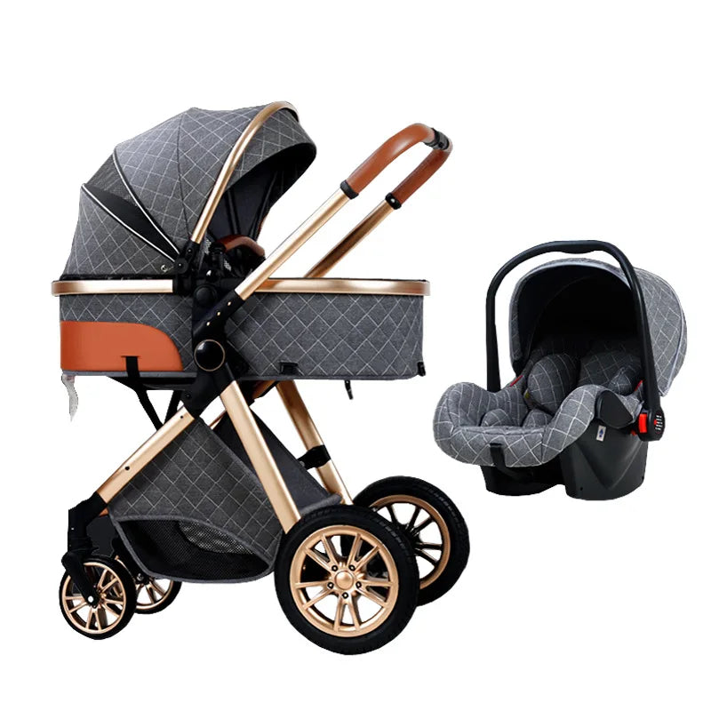 2024 New Baby Stroller 3 in 1 High Landscape Stroller Reclining Baby Carriage Foldable Stroller Baby Bassinet Puchair Newborn