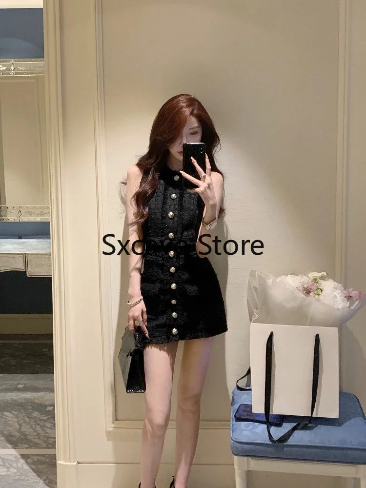 2024 Summer Fashion Korean 2 Piece Dress Set Women Casual Sleeveless Y2k Crop Tops + Mini Skirts Fashion Suits Outfits Party