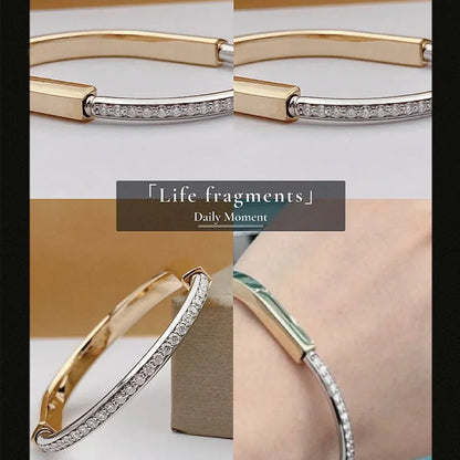 New 2024 Classic 925 Silver Luxury Jewelry Women's Bracelet Geometric Zircon Lock Rose Gold Anniversary Gift