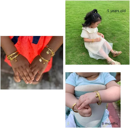 Birthday Gifts for Baby Boys Girls 18K Gold plated Babies to toddlers Little Bangles Bracelet Stars Bells Heart Jewelry