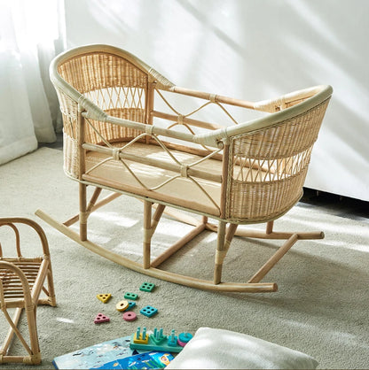 Superior Rattan Baby Little Bed Crib Vintage Rattan Bassinet Babies and Kid Tiny Bed Outdoor Apartment Hotel Other Kids' Beds